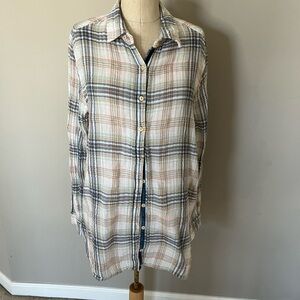 Johnny Was button up plaid shirt